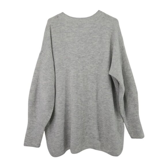 Halogen V-Neck Sweater Ribbed Cozy Lond Sleeve Gray Size 1 - Picture 7 of 9